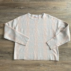 Reitmans Petite Cream Sweater with Soft Peach Plaid